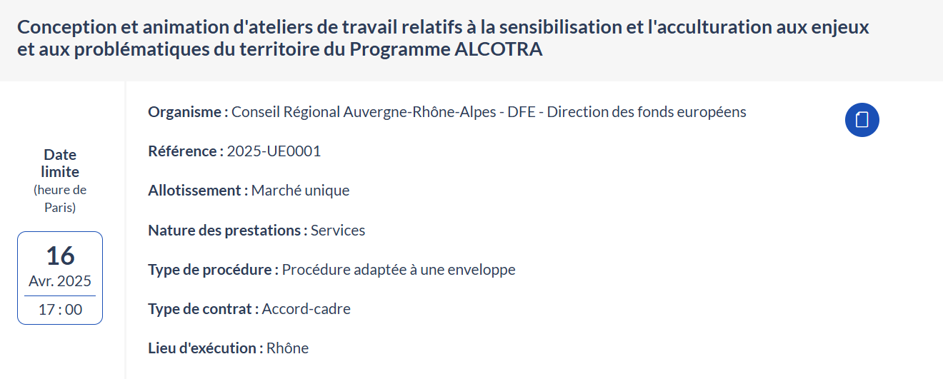 Conception et animation d’ateliers de travail sur la sensibilisation et l’acculturation aux enjeux et problématiques du territoire du Programme ALCOTRA 