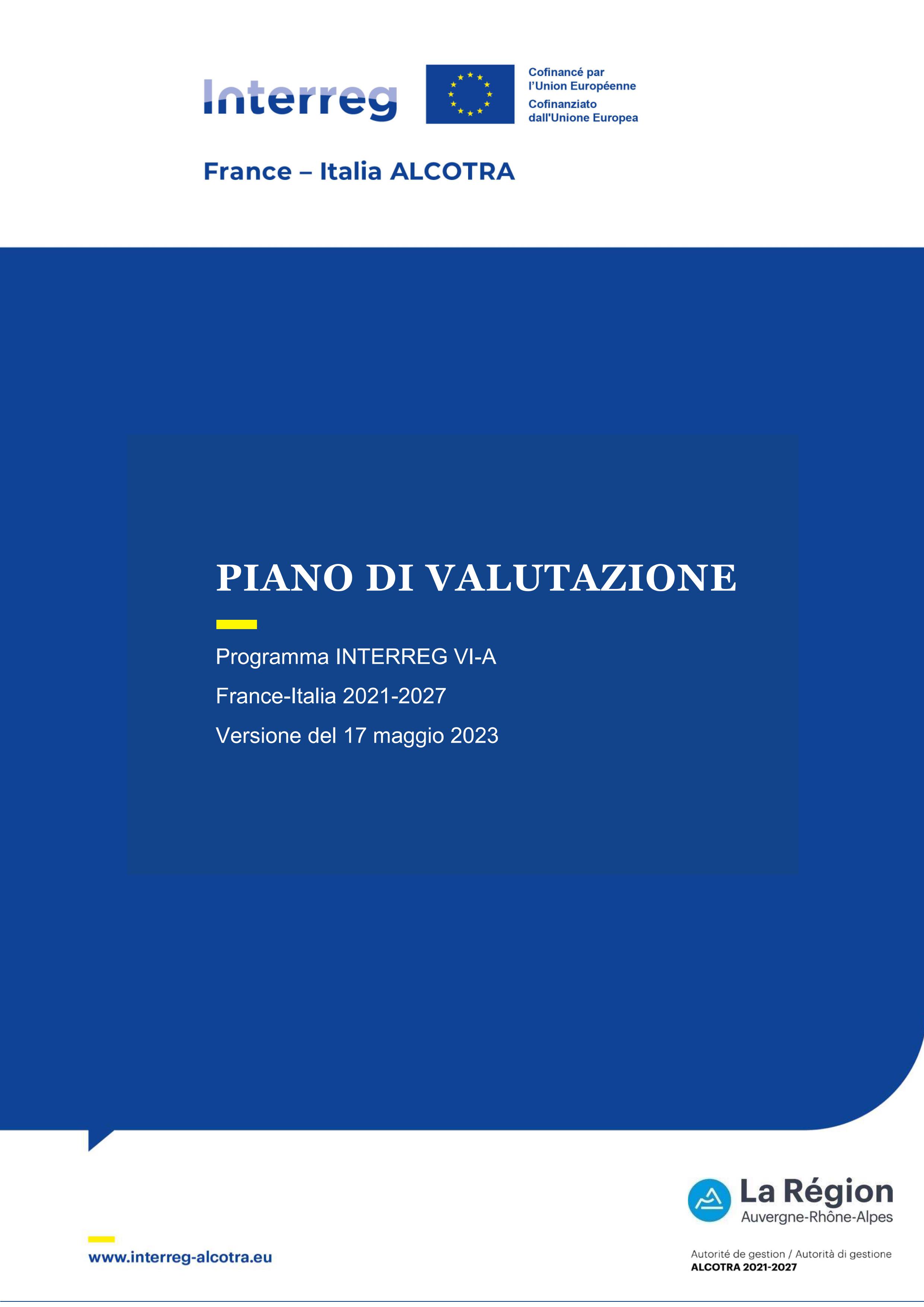 Piano di valutazione del Programma ALCOTRA 2021-2027