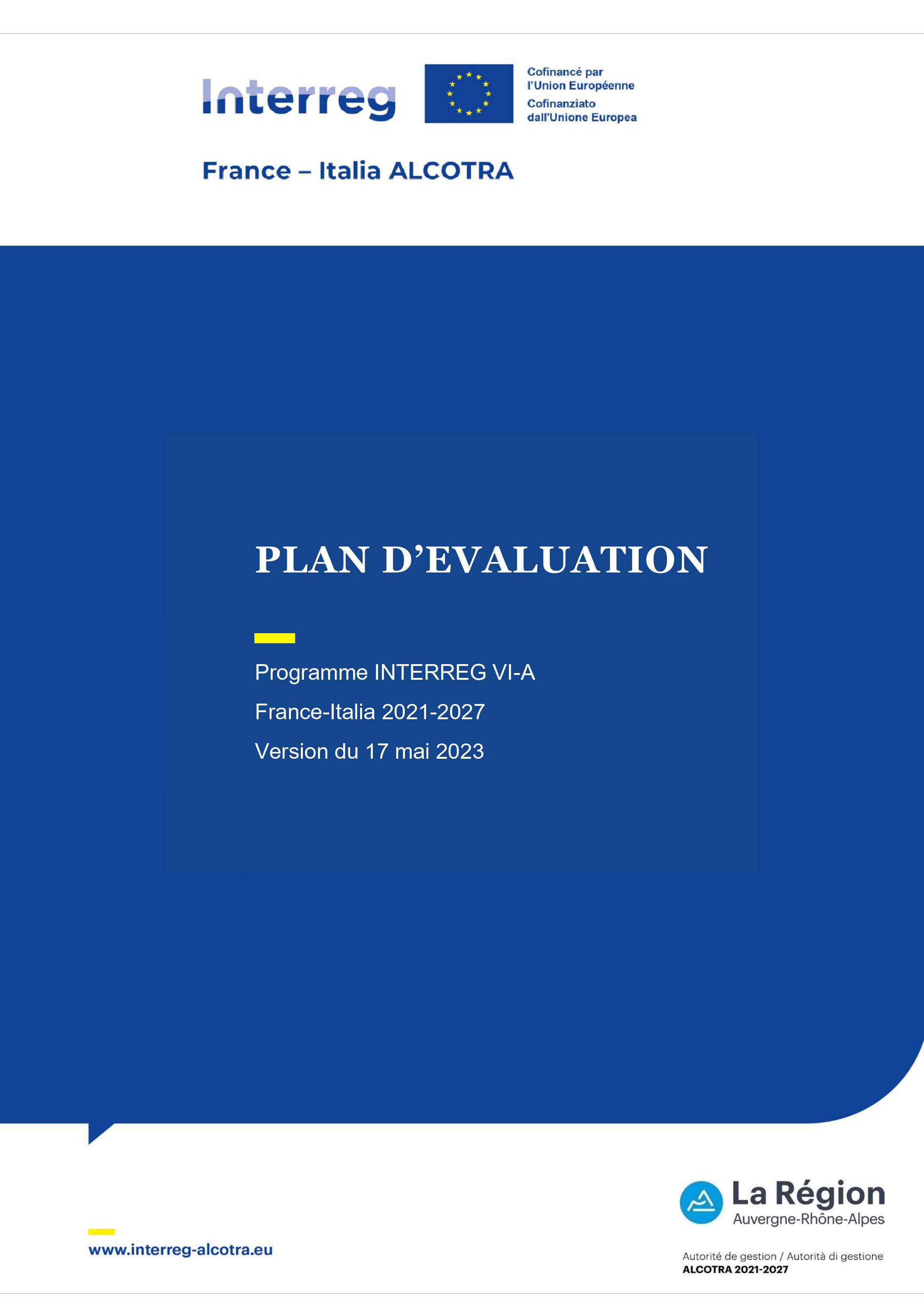 Plan d’évaluation du programme ALCOTRA 2021-2027