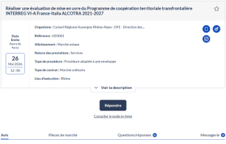 Marché évaluation